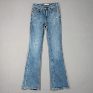 Levis 725 High Rise Bootcut Jeans Blue Womens Size 25x32 Distressed 18759-0170